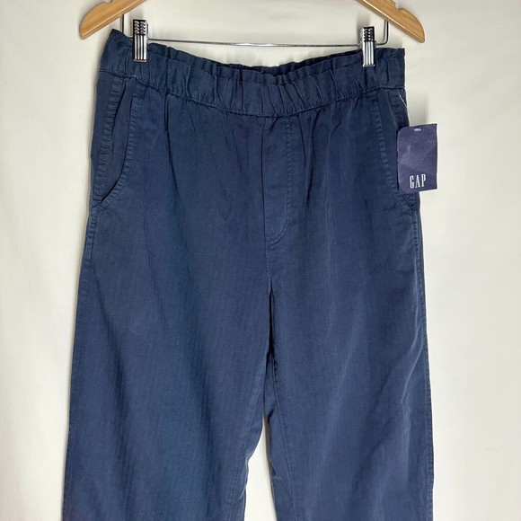 NWT GAP Women's Pull-On Pants Size 10 Navy Herringbone High Rise Elastic Waist - Picture 3 of 9
